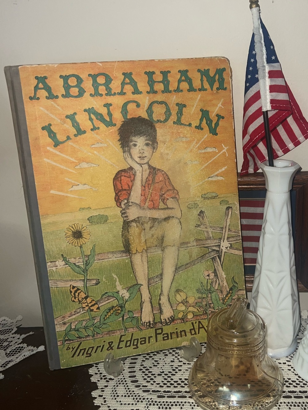Vintage Abraham Lincoln Book - Yellow, Green, Orange, Red 1939